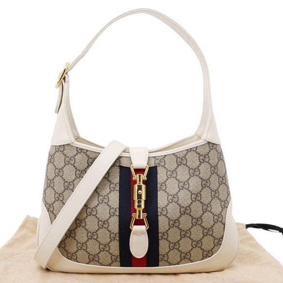 Gucci  Jackie 1961 Medium GG Supreme Canvas Hobo Bag White 636706 - Picture 3 of 9